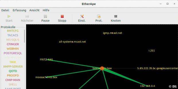 Linux-Netzwerke visualisieren mit EtherApe